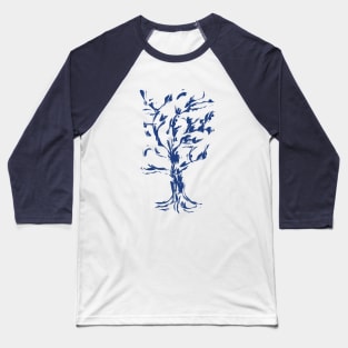 Blue Tree in Expressionistic Style Baseball T-Shirt